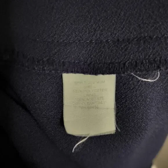 5066)Vtg David Warren Old Money Navy Button Up Size 8 Long Sleeve Maxi Dress - Picture 10 of 10